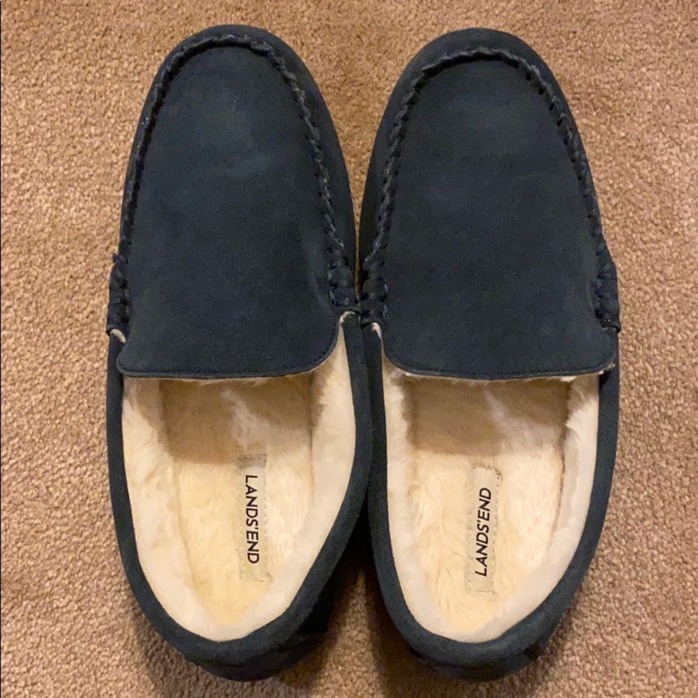 Lands End men's navy blue slippers